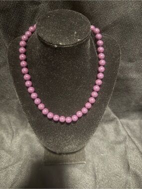 purple phosphosiderite gemstone beaded necklace